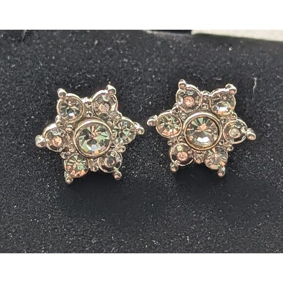 Snow Flake Rhinestone Post Earrings Convertible - Picture 1 of 10